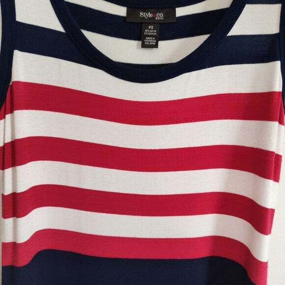 Ladies SZ PS Style & Co Red/Navy Rugby-Stripe Maxi Dress - Picture 2 of 4